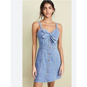 New 7 For All Mankind Denim Dress Blue Size XL Double‎ Bow Button Down $259